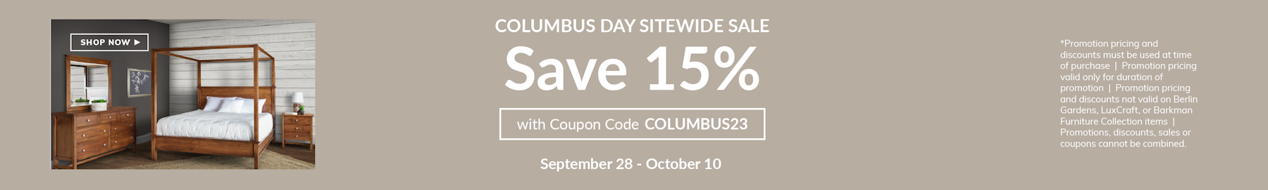 Columbus Day Sitewide Sale