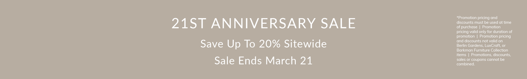 21st Anniversary Sitewide Sale