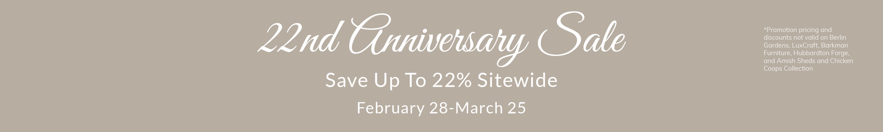 22nd Anniversary Sale